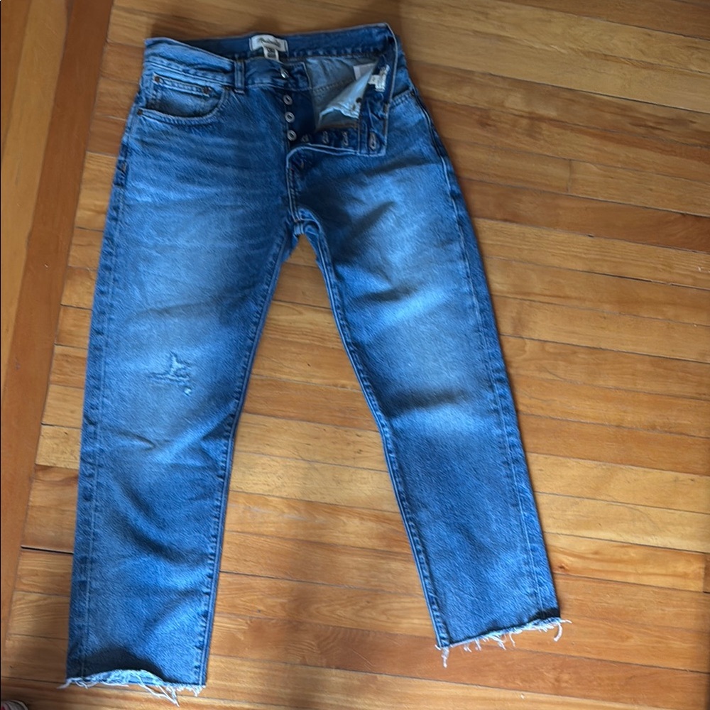 Madewell Blue Straight Leg Jeans with Natural Fading